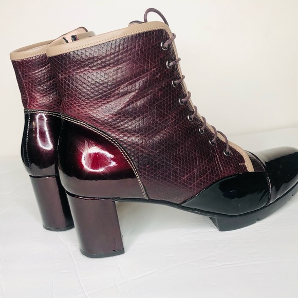 Fellini Sz 40EU/ 9.5-10US Women’s Boots Burgundy Leather Upper/Leather Lining - Picture 9 of 14